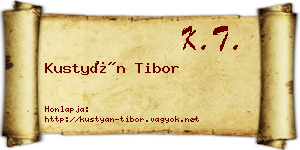 Kustyán Tibor névjegykártya